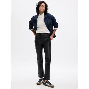 Gap Vintage‎ Slim High Rise Pants Womens 27 Black Faux Leather Going Out Party